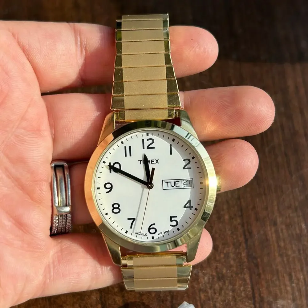 Timex Gold Tone Women's Watch with White Dial